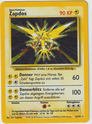 Copy of Zapdos Holo 16/102 Base Set - Deutsch - Played