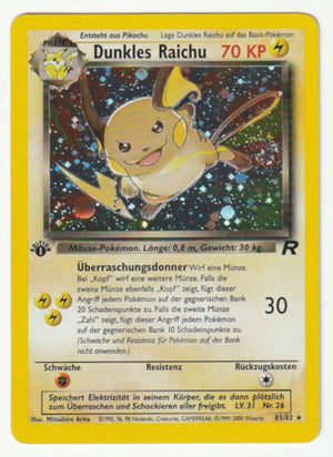 Dunkles Raichu 1 Edition Holo 83/82 Team Rocket - Deutsch - Near Mint