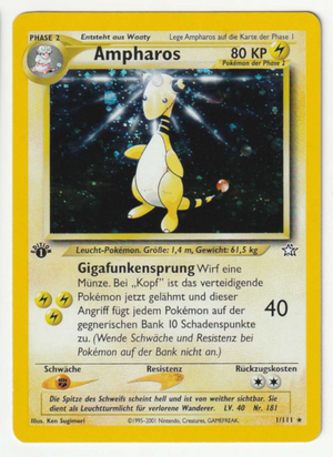 Ampharos Holo 1 Edition 1/111 Neo Genesis - Deutsch - Excellent - Near Mint