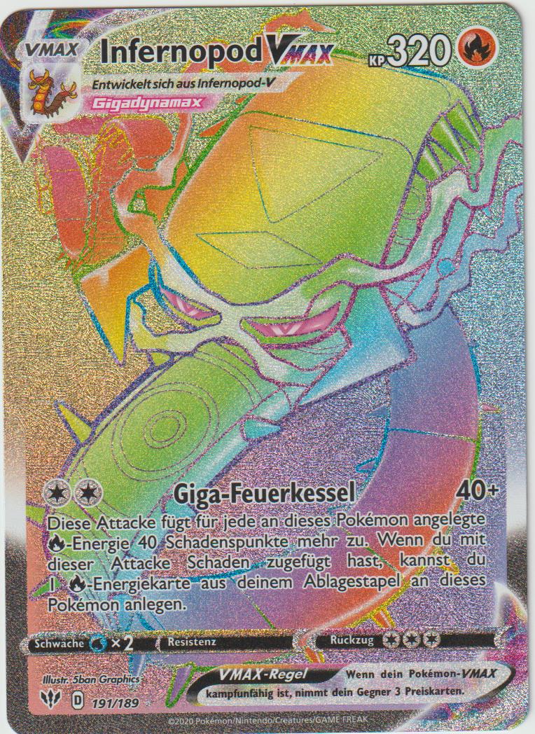 Infernopod VMAX 191/189- Schwert &amp; Schild - Flammende Finsternis - Deutsch - Near Mint