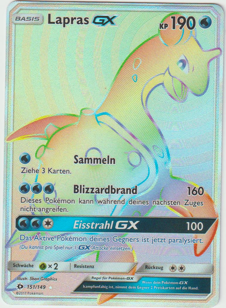 Lapras GX FA Rainbow 151/149 - Sonne &amp; Mond - Deutsch - Near Mint