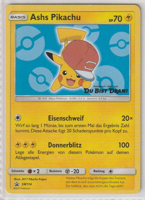Ashs Pikachu SM114 Film "Du bist Dran" Black Star Promo  - Deutsch - Near Mint