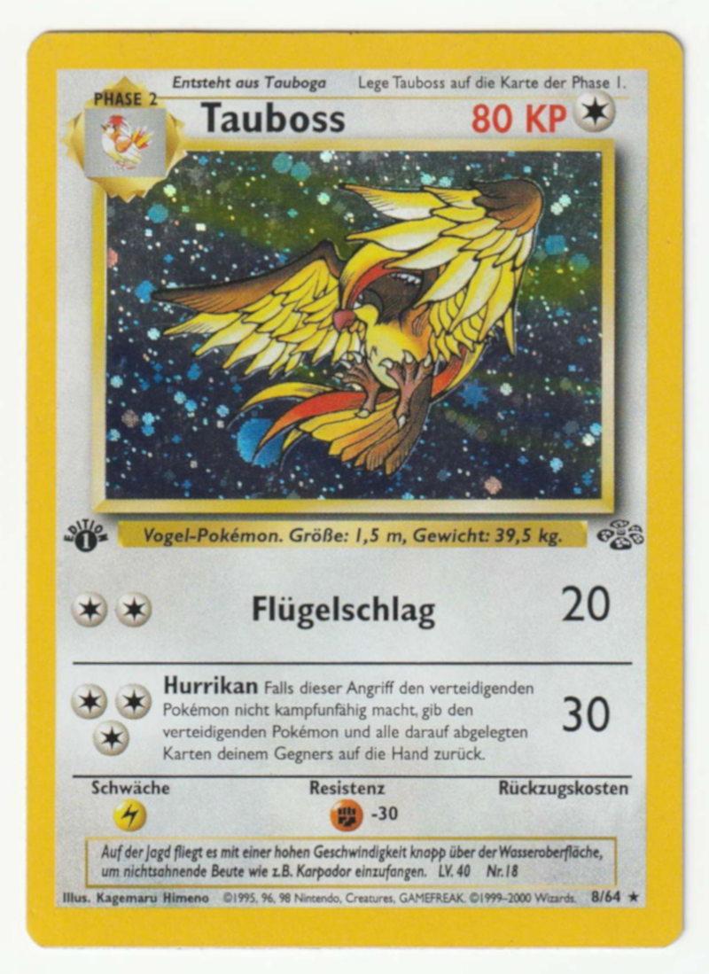 Tauboss Holo 1 Edition 8/64 Dschungel Jungle - Deutsch - Near Mint