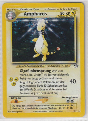Ampharos Holo 1/111 Neo Genesis - Deutsch - Excellent - Near Mint